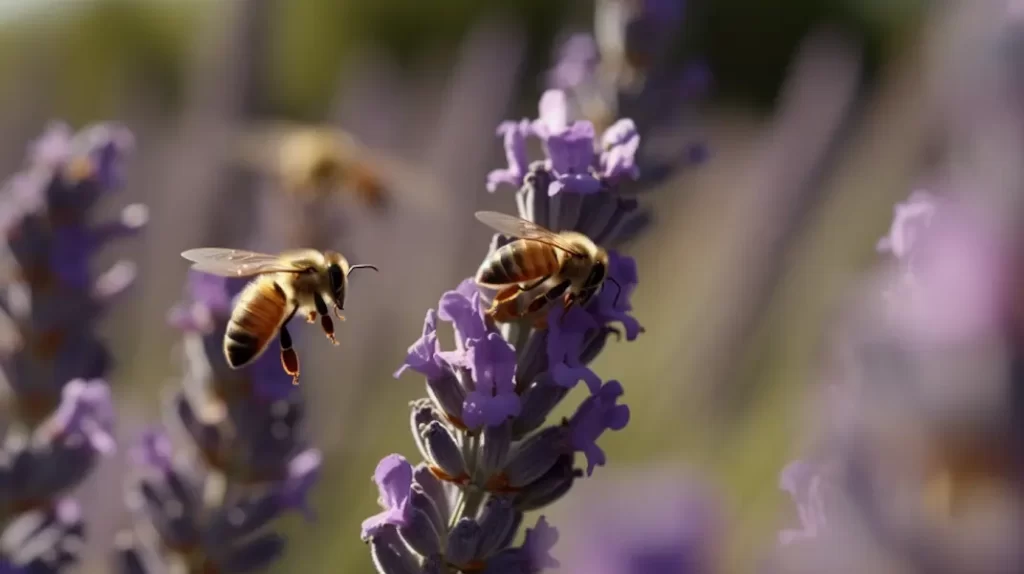 abejas recolectando polen de las flores de lavanda