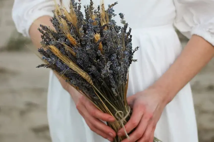 Ramo de lavanda con trigo para novia